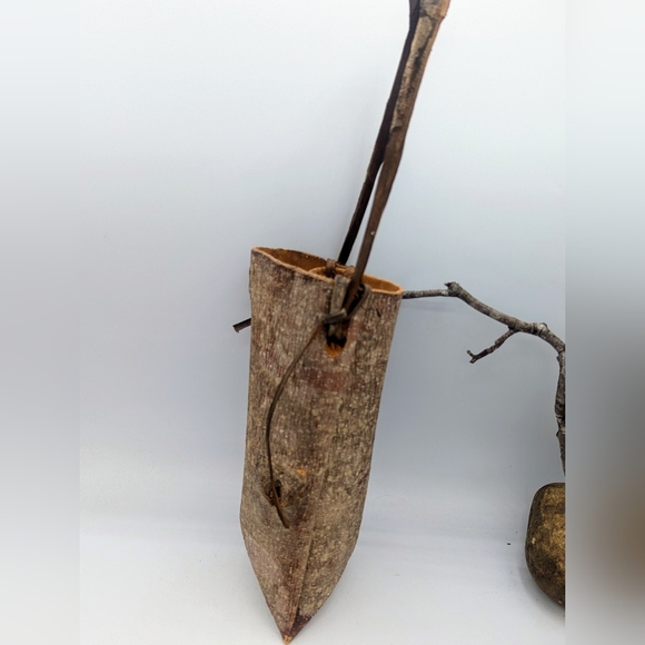 VTG Handmade Tree Bark  Mtn Berry Basket/ Bag flower basket with handle - Picture 3 of 7